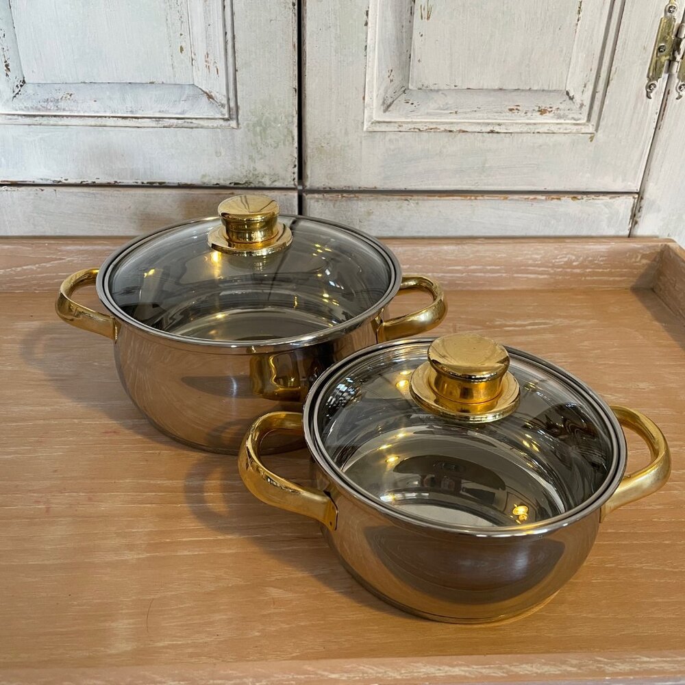 Vintage Cuisine Cookware 4 Piece Pot w/ Glass Lids 18/10 Stainless Steel